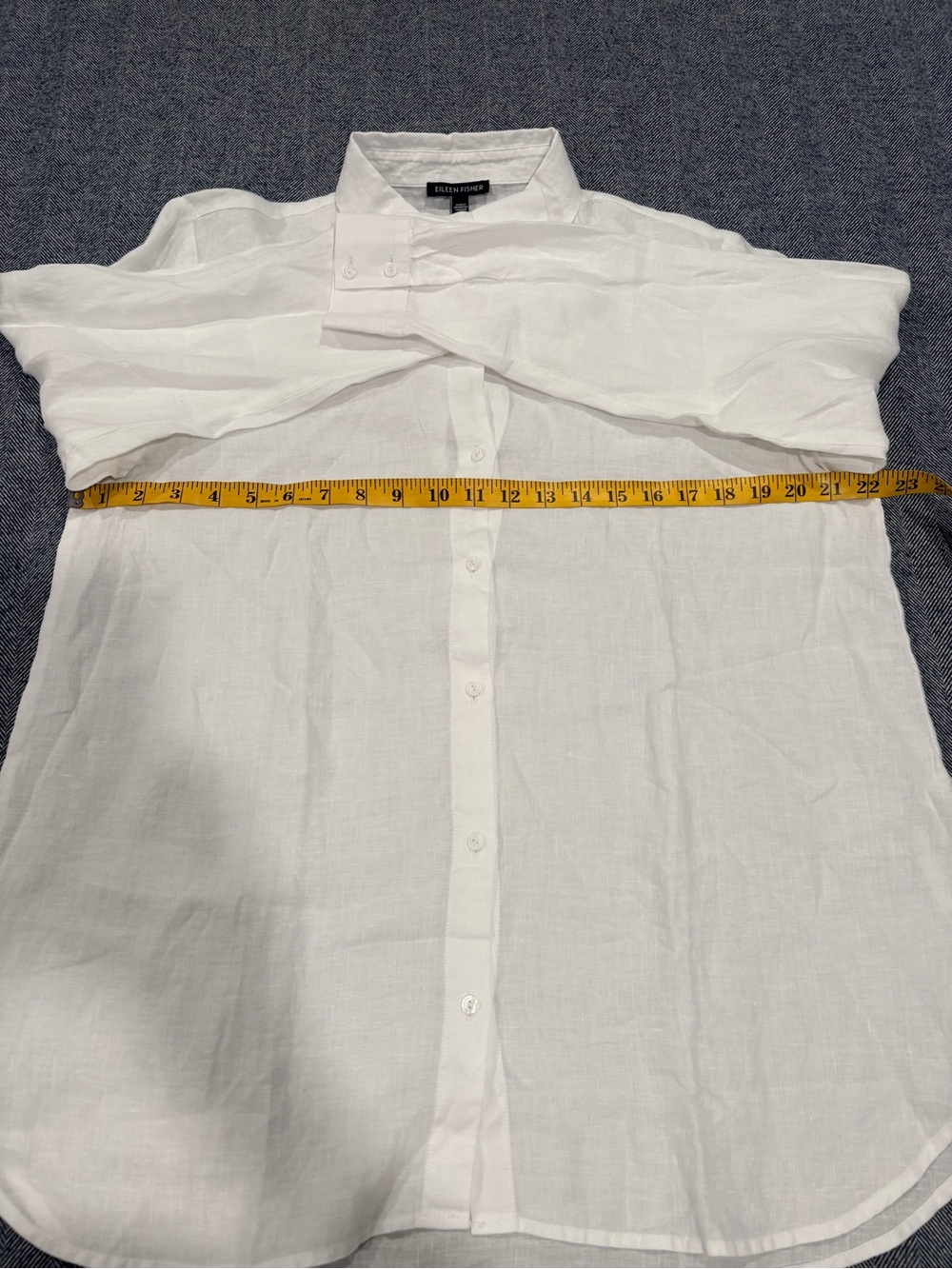 Eileen Fisher Organic Handkerchief Linen Classic Collar Shirt | color: white | M - Picture 4 of 9